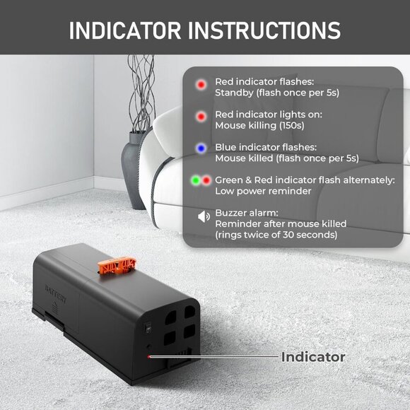 Electric Rat Trap, Powerful Indoor Rodent Zapper with 3900V High-Voltage Shock - Picture 4 of 5